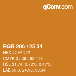 Farbcode: RGB 206 125 34 | qconv.com