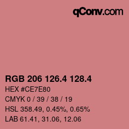 カラーコード: RGB 206 126.4 128.4 | qconv.com