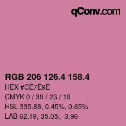 カラーコード: RGB 206 126.4 158.4 | qconv.com