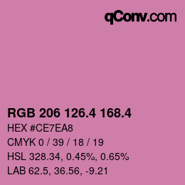 カラーコード: RGB 206 126.4 168.4 | qconv.com