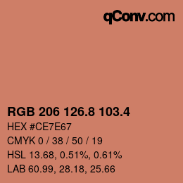 カラーコード: RGB 206 126.8 103.4 | qconv.com
