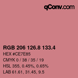 カラーコード: RGB 206 126.8 133.4 | qconv.com
