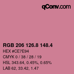 カラーコード: RGB 206 126.8 148.4 | qconv.com