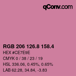 カラーコード: RGB 206 126.8 158.4 | qconv.com