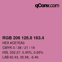 カラーコード: RGB 206 126.8 163.4 | qconv.com