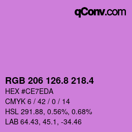 カラーコード: RGB 206 126.8 218.4 | qconv.com