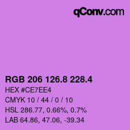 カラーコード: RGB 206 126.8 228.4 | qconv.com