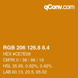 カラーコード: RGB 206 126.8 8.4 | qconv.com