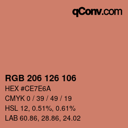 颜色代码: RGB 206 126 106 | qconv.com