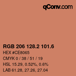 カラーコード: RGB 206 128.2 101.6 | qconv.com