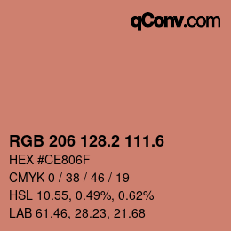 カラーコード: RGB 206 128.2 111.6 | qconv.com