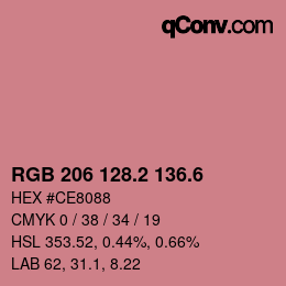 カラーコード: RGB 206 128.2 136.6 | qconv.com