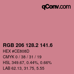 カラーコード: RGB 206 128.2 141.6 | qconv.com