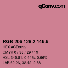 カラーコード: RGB 206 128.2 146.6 | qconv.com
