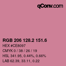 カラーコード: RGB 206 128.2 151.6 | qconv.com