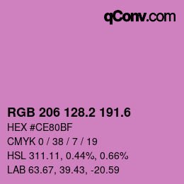 カラーコード: RGB 206 128.2 191.6 | qconv.com