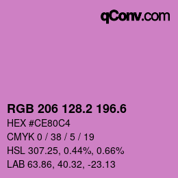 カラーコード: RGB 206 128.2 196.6 | qconv.com