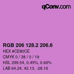カラーコード: RGB 206 128.2 206.6 | qconv.com