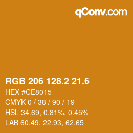 カラーコード: RGB 206 128.2 21.6 | qconv.com