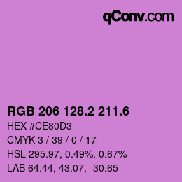 カラーコード: RGB 206 128.2 211.6 | qconv.com