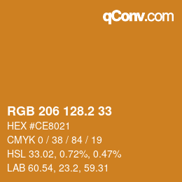 カラーコード: RGB 206 128.2 33 | qconv.com