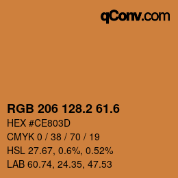 カラーコード: RGB 206 128.2 61.6 | qconv.com