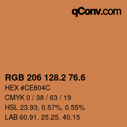 カラーコード: RGB 206 128.2 76.6 | qconv.com