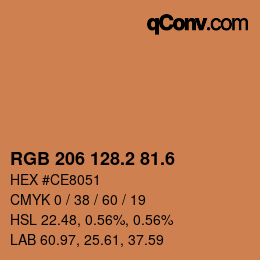 カラーコード: RGB 206 128.2 81.6 | qconv.com