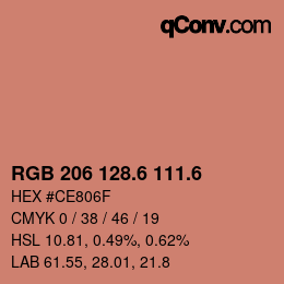 カラーコード: RGB 206 128.6 111.6 | qconv.com