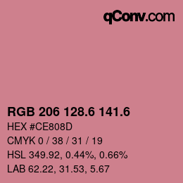 カラーコード: RGB 206 128.6 141.6 | qconv.com
