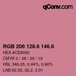 カラーコード: RGB 206 128.6 146.6 | qconv.com