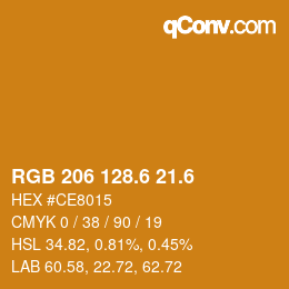 カラーコード: RGB 206 128.6 21.6 | qconv.com