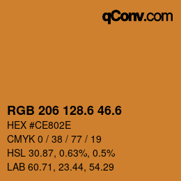 カラーコード: RGB 206 128.6 46.6 | qconv.com