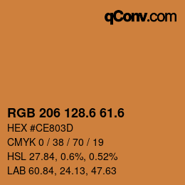 カラーコード: RGB 206 128.6 61.6 | qconv.com