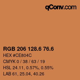カラーコード: RGB 206 128.6 76.6 | qconv.com