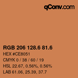 カラーコード: RGB 206 128.6 81.6 | qconv.com