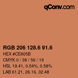 カラーコード: RGB 206 128.6 91.6 | qconv.com