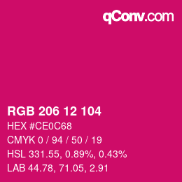 Color code: RGB 206 12 104 | qconv.com