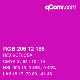 Color code: RGB 206 12 186 | qconv.com