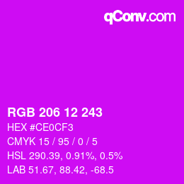 Color code: RGB 206 12 243 | qconv.com
