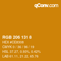 カラーコード: RGB 206 131 8 | qconv.com