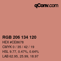 Color code: RGB 206 134 120 | qconv.com