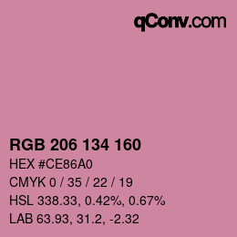 Color code: RGB 206 134 160 | qconv.com