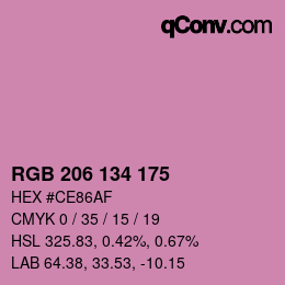 カラーコード: RGB 206 134 175 | qconv.com