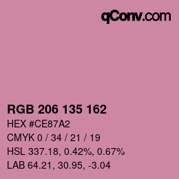 Color code: RGB 206 135 162 | qconv.com