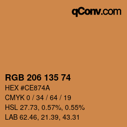 Code couleur: RGB 206 135 74 | qconv.com