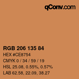 Color code: RGB 206 135 84 | qconv.com