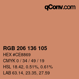 カラーコード: RGB 206 136 105 | qconv.com