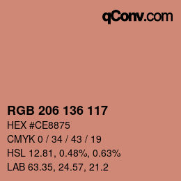 Farbcode: RGB 206 136 117 | qconv.com