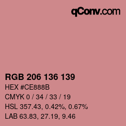 颜色代码: RGB 206 136 139 | qconv.com